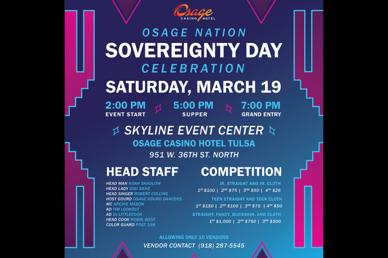 2022 Osage Nation Sovereignty Day Celebration scheduled March 19 in Tulsa