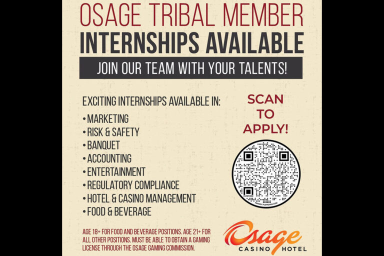 Osage Casinos announces Summer Internship positions